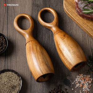 Moulins à sel et à poivre en bois avec logo personnalisé, outils de cuisine et de barbecue à commande manuelle, avec emballage en boîte pour la maison et les restaurants - Product Image 1