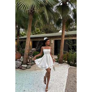 Robe de cocktail Anabel en satin blanc - Product Image 3