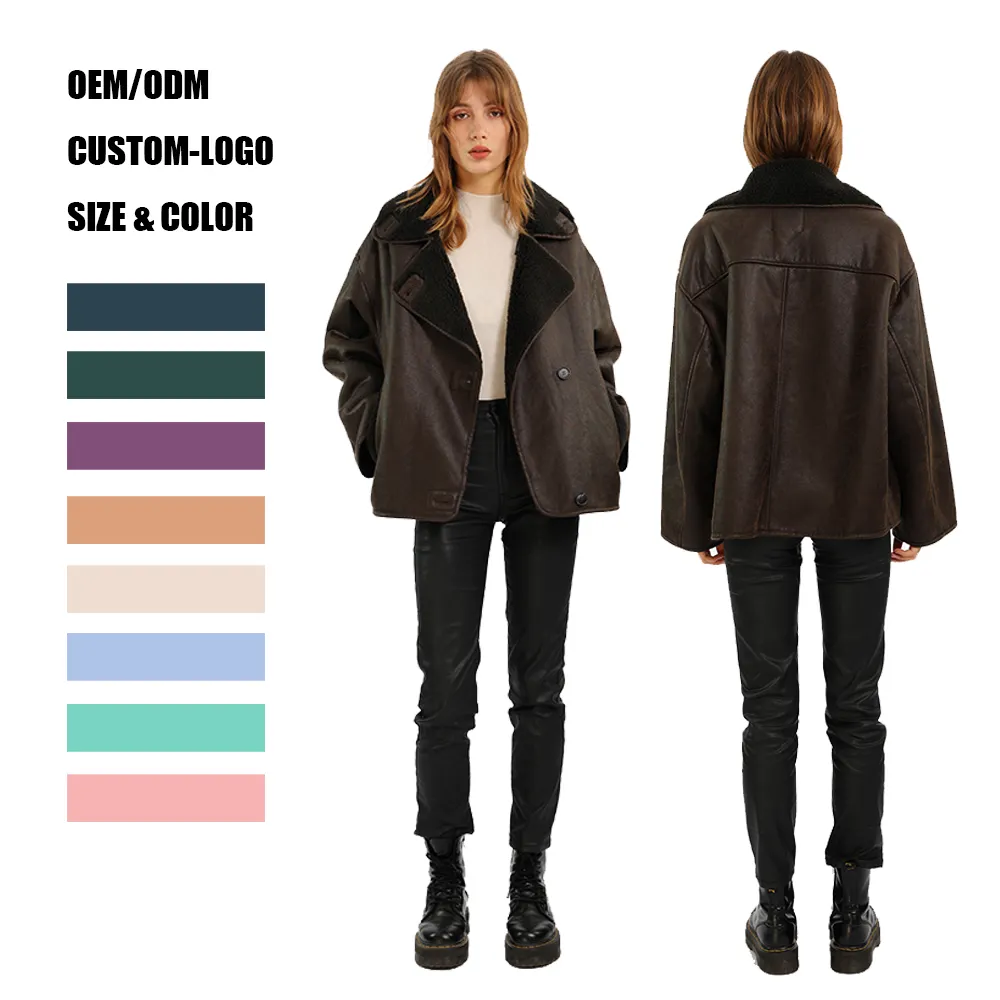 New Windbreaker Double Face Leather Turn Down Collar Waterproof Wool Blends Winter Coat Woman Jackets