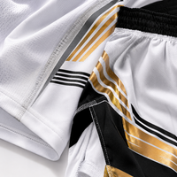 Ensemble de shorts de boxe MMA pour hommes adultes, blanc avec panneaux dorés, rashguard à séchage rapide, compression, sublimation, 100% polyester