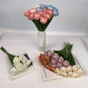Fleurs artificielles en pleine floraison, forme élégante, couleurs dégradées tendance, fleurs artificielles en soie en vrac, bouquet de tulipes à 8 branches pour la décoration - Product Image 1