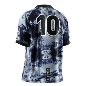 Maillot de football avec col à insert triangulaire, tissage à séchage rapide et configurations de garnitures personnalisées pour les échauffements avant le match - Product Image 6