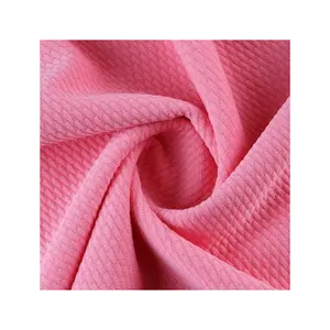 Factory manufacturer solid color twill bubble jacquard polyester spandex bullet fabric for dress garment