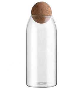 Bocaux en verre pour <span class=keywords><strong>le</strong></span> stockage pots de stockage de nourriture avec couvercle en bois bouchon de boule de liège fait à la main - Product Image 5