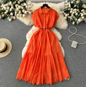 <span class=keywords><strong>Vestido</strong></span> de mujer, vestidos camiseros, cuello vuelto, línea A, manga corta, Regular, informal, <span class=keywords><strong>ajustado</strong></span>, cinturón <span class=keywords><strong>ajustado</strong></span>, Vestidos largos de verano - Product Image 1