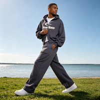 Ensemble survêtement homme personnalisé avec sweat à capuche double fermeture éclair et pantalon de survêtement en molleton épais de coton, imprimé sérigraphié, coupe oversize, vente en gros