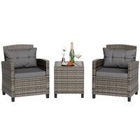 Ensemble de mobilier de balcon en osier AJUNION, ensemble bistrot d'extérieur, chaise de jardin en rotin, ensemble de patio 2 places avec table basse