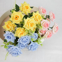 Neue Rosen-Bündel für Heimdekoration, 7-Köpfige Eckige Künstliche Seidenblumen für Hochzeiten und Events, Realistische Dekoration
