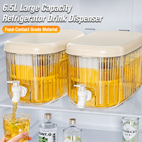 Distributeur de boissons froides avec robinet, conteneur d'eau pour réfrigérateur en PP de 6,5 L, avec filtre intégré pour jus, thé aux fruits, usage quotidien à la maison et en cuisine