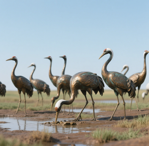 Personalizado Modern Bronze esculturas estátuas de cobre fundido para a decoração do jardim ao ar livre Caracterizando o animal e o pássaro Fontes do jardim - Product Image 5