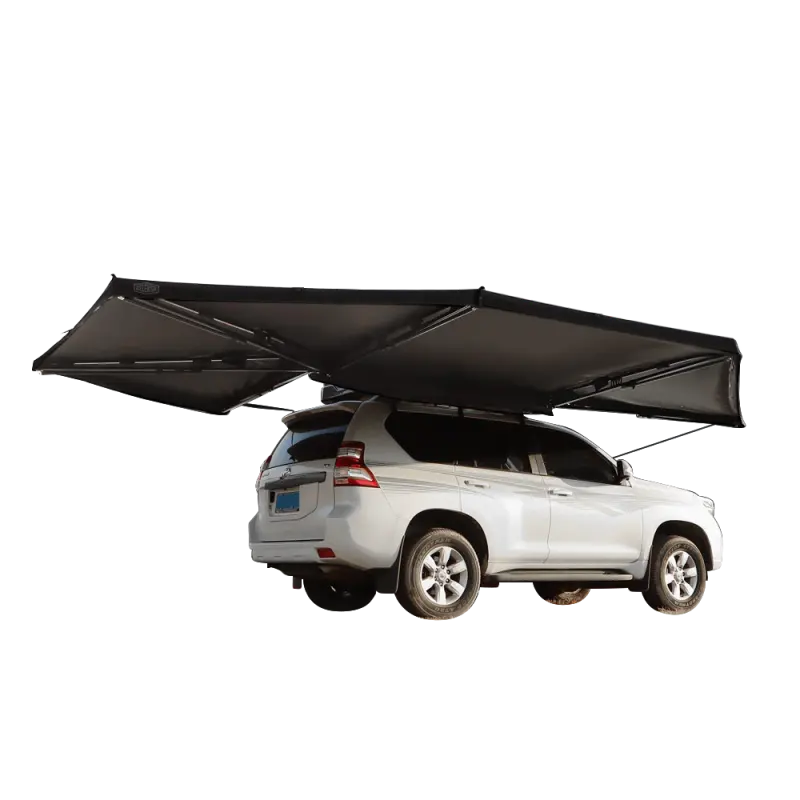 Hot Sale 270 Degree Manual Open Roof Umbrella Tent with Aluminium Alloy Car Side Awning With LED Light