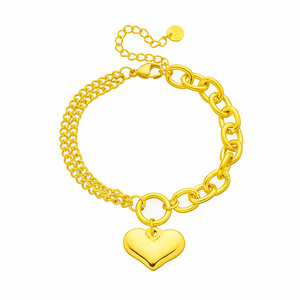 Heart Shape <b>Titanium</b> Steel Bracelet Gold Color <b>Chain</b> Charm Unisex Fashion Jewelry Gift B408 - Product Image 5