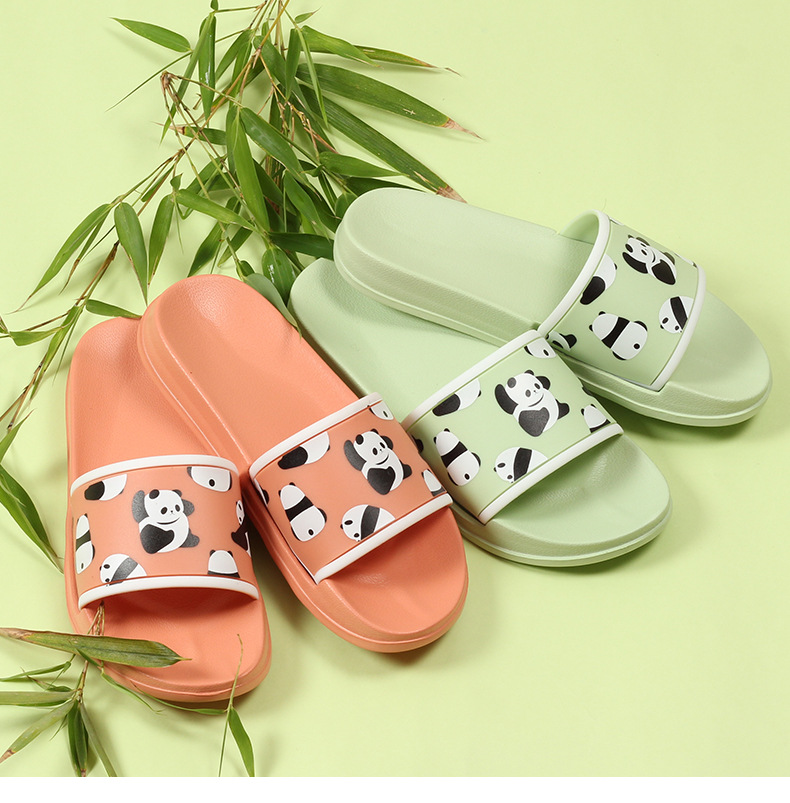 Cartoon Panda Indoor Non-slip Slippers for Women Soft Sole Bathroom Slides Shoes
