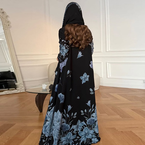 2026 <strong>Summer</strong> Two Piece Floral Print Hijab Open Abaya for Muslim Women Ramadan Holiday Outerfit Islamic Turkey <strong>Kaftan</strong> Robe - Product Image 2