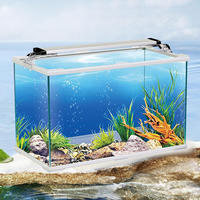 Aquarium carré en verre avec éclairage LED multifonctionnel, table basse pour la maison, aquarium pour salon, patio, utilisation en extérieur, emballage en boîte, 100W
