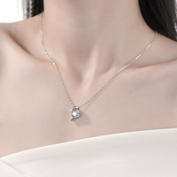 Collar de diamantes de moissanita con forma de corazón para mujer, Plata de Ley 925, chapado en oro de 18k, joyería de 0,5 quilates