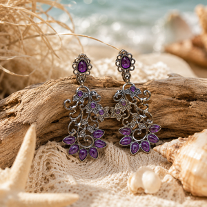 Orecchini con nappe a forma di fiore per donna, stile etnico vintage, accessori per l'orecchio da indossare tutti i giorni - Product Image 3