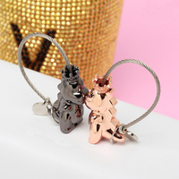 Porte-clés personnalisable en alliage de zinc plaqué or rose et noir, motif dinosaure, pour couple, idéal pour la Saint-Valentin