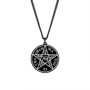 Collana in Acciaio Inossidabile con Pentagramma Re 35 Sigillo di Salomone Sigillo Enochiano di Protezione Tetragrammaton Nome di Dio Stella della Cabala - Product Image 4