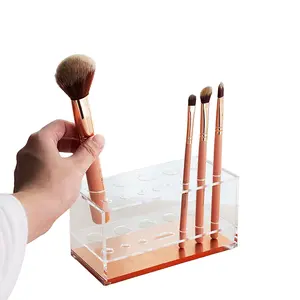 Acrylic Makeup Brush Tool Display Rack Transparent Beauty Makeup Brush Drying Rack Storage Rack With 12 Holes