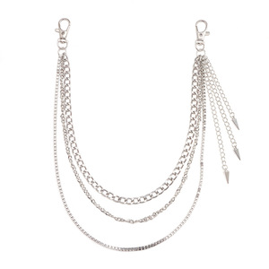 สร้อยคอแฟชั่นหลายชั้นพร้อมจี้รูปกรวยสามเหลี่ยม สร้อยคล้องกางเกง เครื่องประดับเดนิม สไตล์ฮิปฮอป โลหะผสมสังกะสี - Product Image 5