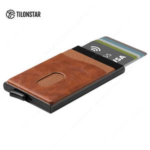 TILONSTAR TVC105 Tarjetero Delgado de Aluminio con Clip Frontal de Cuero, Protección RFID Automática, Tarjetero Emergente para Tarjetas de Presentación - Product Image 2