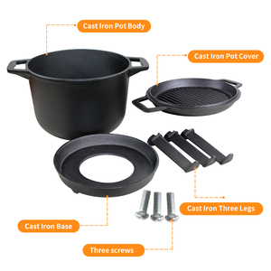 Marmite de camping <span class=keywords><strong>émaillée</strong></span> en <span class=keywords><strong>fonte</strong></span> polonaise à 3 pieds, 4L/7L/10L - Product Image 5