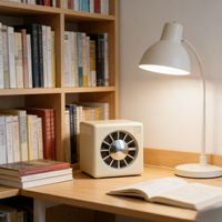 Ventilateur de bureau géométrique carré, mini ventilateur portable à accrocher à la taille, ventilateur USB silencieux à 3 vitesses intégré, design empilable type blocs de construction musicaux