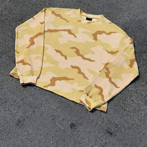 <b>Men</b> Camo Waffle Knit Long Sleeve T Shirt Crew Neck Vintage Washed Camouflage <b>Thermal</b> Top Trendy Streetwear Casual Pullover Shirt - Product Image 3