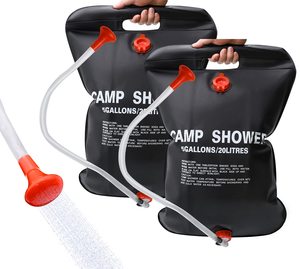 Ensemble de douche solaire d'urgence TOMITOMO, 5 gallons/20L, plastique portable, tuyau amovible, pomme de douche à interrupteur marche/arrêt, <span class=keywords><strong>camping</strong></span> - Product Image 1