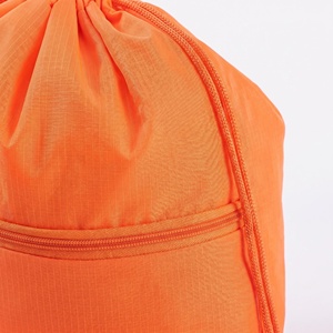 Hot Selling Waterproof Customized Simple Polyester <b>Drawstring</b> Bag Promotional <b>Drawstring</b> <b>Backpack</b> With Zipper - Product Image 2