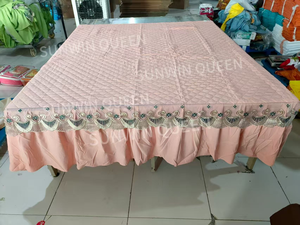 Ensemble de literie de luxe solide 6 pièces ensemble de jupe de lit avec cantonnière rideaux dentelle broderie couvre-lit ensemble pour la maison hôtel Vente en gros - Product Image 5