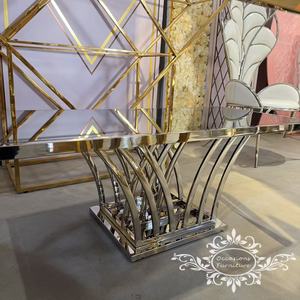 <span class=keywords><strong>Table</strong></span> <span class=keywords><strong>basse</strong></span> rectangulaire moderne en acier inoxydable chromé argenté avec miroir en <span class=keywords><strong>verre</strong></span> Mobilier de maison pour mariage - Product Image 1