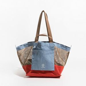 Women's Reusable Storage <b>Beach</b> <b>Bag</b> Mesh <b>Foldable</b> Lightweight Tote Canvas Letter Pattern Heat Transfer for Daily Use Travel - Product Image 3