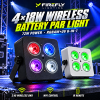 Projecteur LED Par rechargeable sans fil DMX 4x18W RGBAW UV 6-en-1 pour mariage, événement, scène, fête