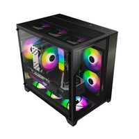 Boîtier PC Gamer C704 Mini-2 en Alliage d'Aluminium Noir, Design Aquarium, Verre TG 270, Boîtier Cube MATX de Bureau, Tour Moyenne