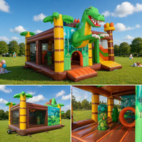 Vente flash - Château gonflable personnalisé en forme de crocodile avec toboggan géant, capacité de 600 kg et logo personnalisé pour les enfants en plein air