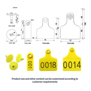 REET013 Farm Equipment Cows Pigs Sheep Yellow <strong>Ear</strong> <strong>Tag</strong> 001-100 Numbers <strong>Cattle</strong> Goat Animal <strong>Ear</strong> <strong>Tag</strong> - Product Image 2