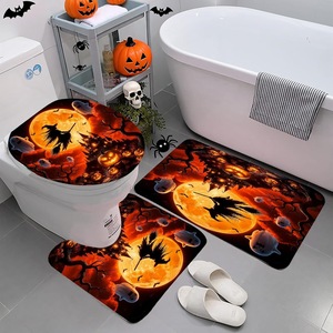 Orange Hexenflug-Szene Polyester Duschvorhang Badezimmervorhang Digitaldruck Wasserdicht Kundenspezifischer Druck Großhandel Modern - Product Image 5