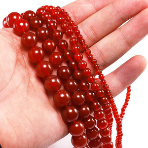 Perles de pierre de Yiwu, chalcédoine rouge, perles rondes en vrac pour la fabrication de bracelets, qualité 7A, pierre naturelle, fournitures de bijoux DIY - Product Image 5