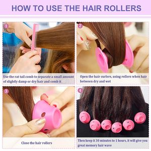 Bán Hot mềm Silicone tóc con lăn thiết lập nhỏ và kích thước lớn Silicone tóc dụng cụ uốn với rat đuôi Lược - Product Image 4