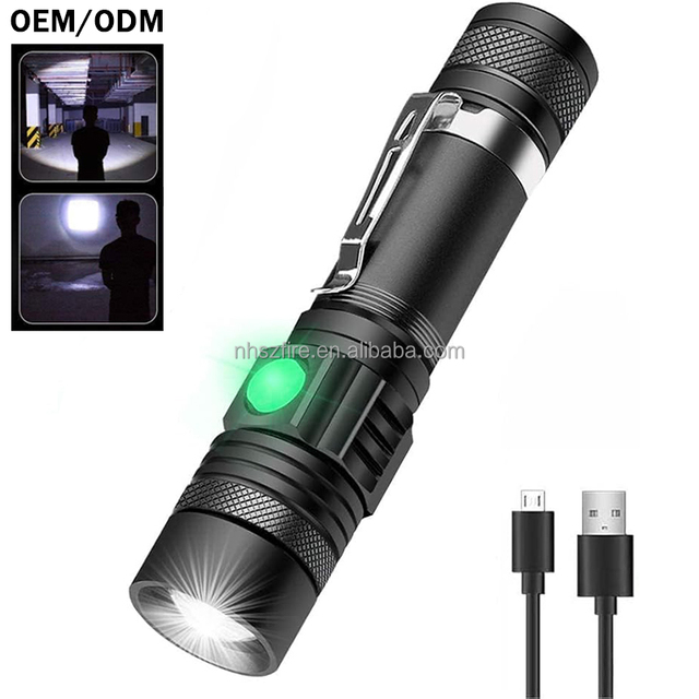 Tactical Rechargeable Waterproof Flash Light Super Bright Zoomable Pocket-Size Small LED Flashlight for Hiking Camping Emergency