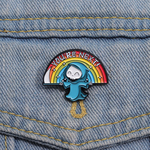 Eres el siguiente broche creativo divertido, accesorios de insignia, PIN de esmalte suave de fantasma feliz personalizado, arcoíris para Halloween - Product Image 2