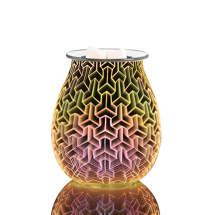 2021 Nieuwe Ontwerp Goede Kwaliteit Home Decoratie 3D Glas Custom Kaars Warmers Nachtlampje Aroma Decoratieve Lamp