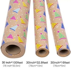 Custom Double-Sided Digital Printing Kraft Paper Roll Party <b>Hats</b> Design 30inchx100feet Recyclable Gift Wrapping Paper Packaging - Product Image 1