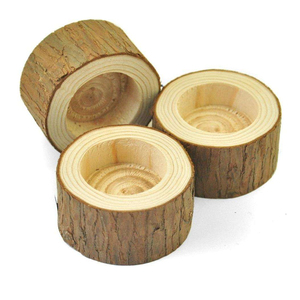 Juego de Portavelas de Madera Natural con Textura Rústica de Corteza, Interior Liso Tallado y Diseño Sencillo, Perfecto - Product Image 6