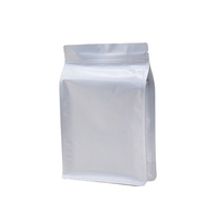Sacs à café en aluminium à fond plat avec valve, personnalisables avec logo, impression mate, carrés, noirs et blancs, vente en gros