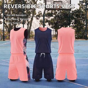 <b>Men's</b> and Women's Double-Sided Basketball Jersey Breathable Sports <b>Vest</b> with Shorts for Competition Team Training - Product Image 2