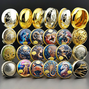 Personalizado doce signos del zodiaco constelación Metal relieve monedas conmemorativas Floral pirámide Ángel fruta música Hada personalizado - Product Image 3