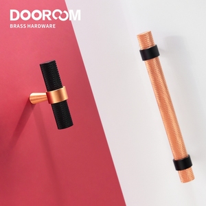 Poignées de meubles en laiton moleté Dooroom, poignées modernes en cuivre noir, pour armoire, commode, boîte à chaussures, tiroir, armoire, bouton - Product Image 5